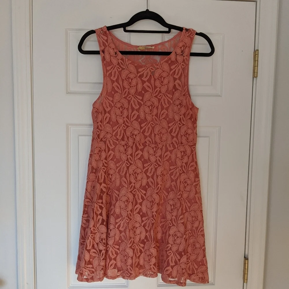 Free People sleeveless pink Lacy dress sz M